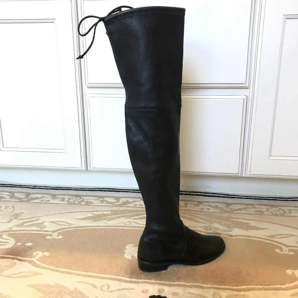 STUART WEITZMAN Lowland Leather Over The Knee Boots Black 5.5 MSRP $950 NWOB